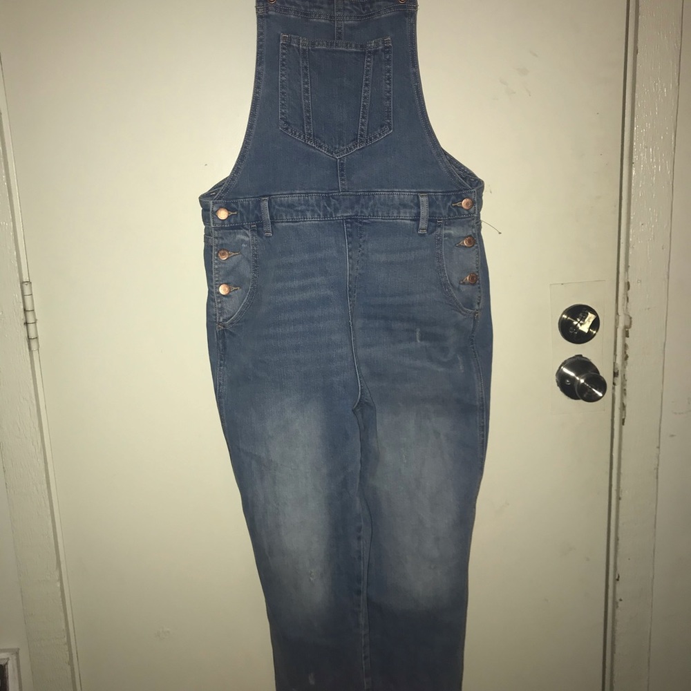Light Wash Straight Leg Overalls
